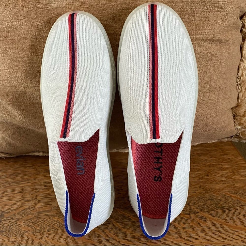 Rothy’s x Evian Collab White Slip-On Sneakers. Size 7.5. NWOT